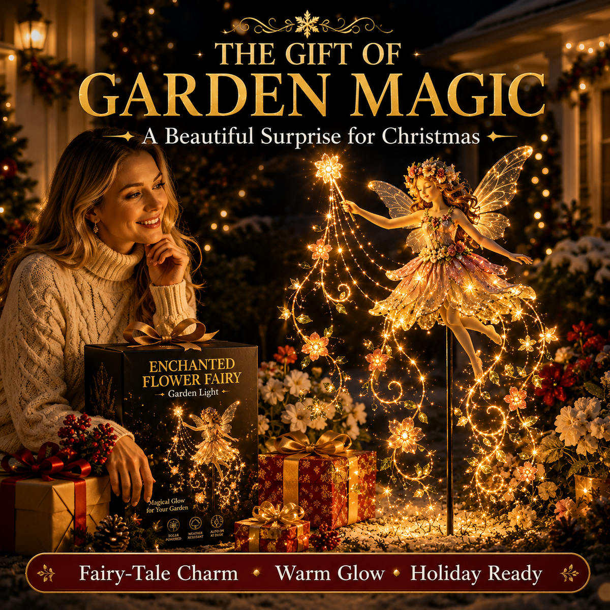 ✨ Enchanted Flower Fairy Solar Garden Light – Magical Glowing Outdoor Christmas Yard Decor 🧚🌸