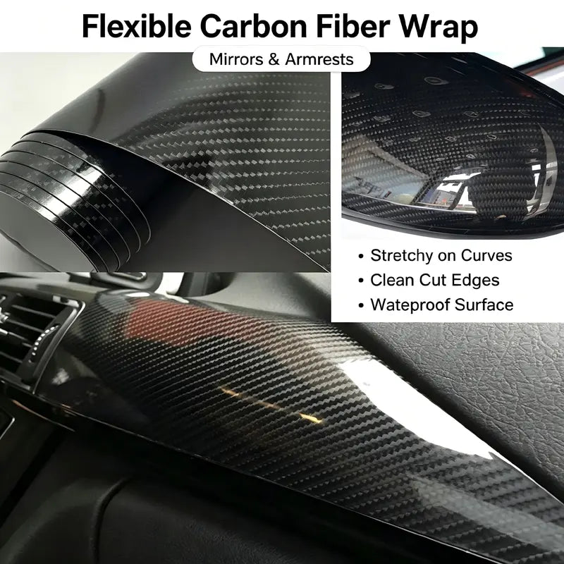 🚗 6D Gloss Carbon Fiber Vinyl Wrap – Peel, Stick & Upgrade Your Car’s Look