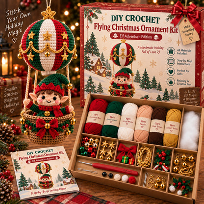 🎄✨ Christmas Skybound™ DIY Crochet Ornament Kit 🧶🎅 12 Flying Holiday Characters