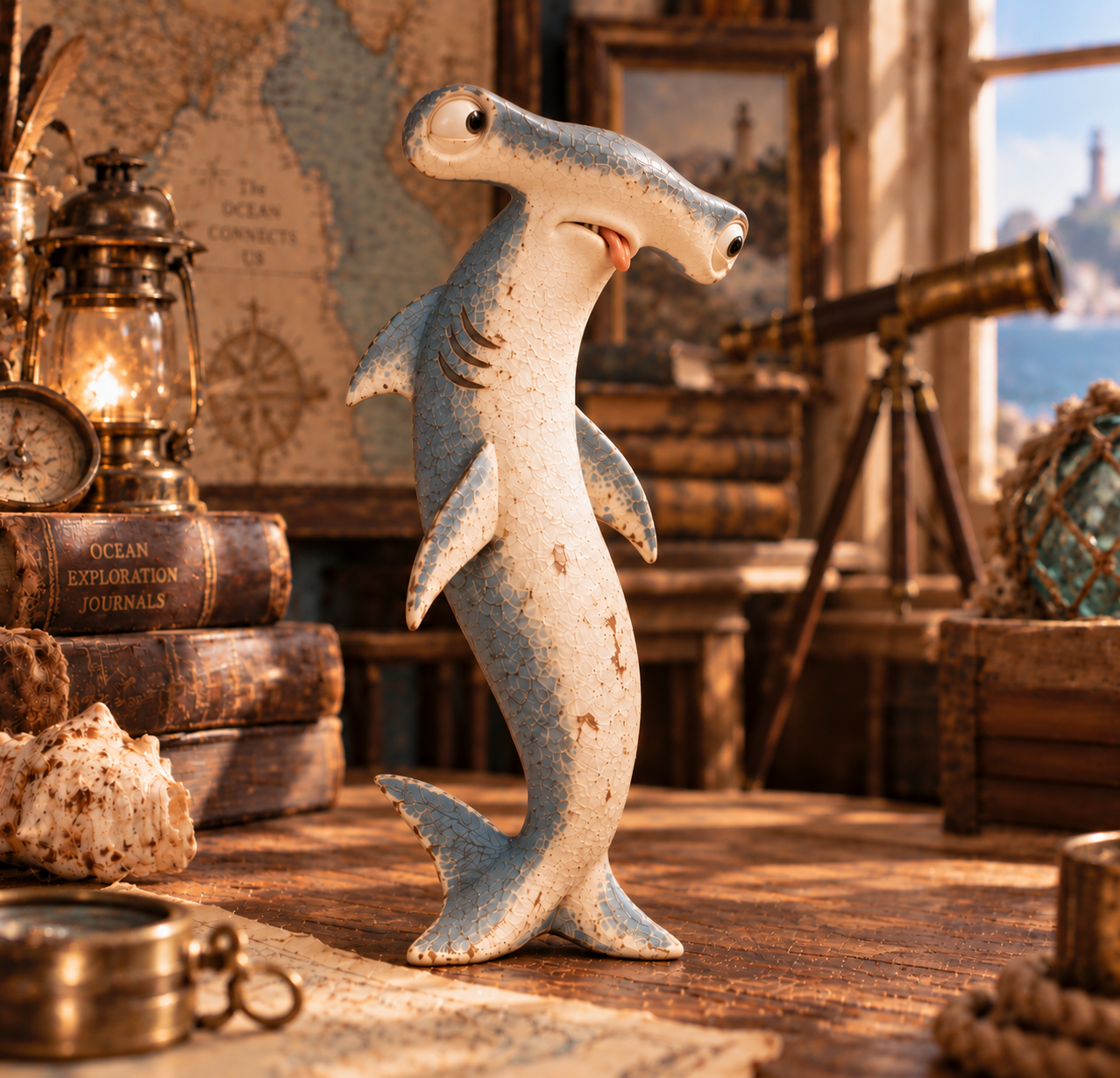 Tall funny shark desk figure