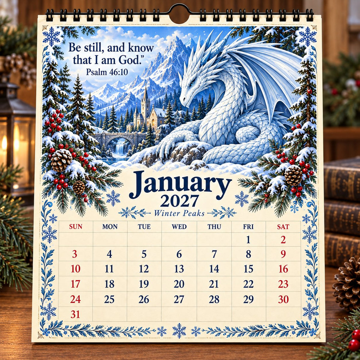 🔥LAST DAY 49% OFF - 🐉📖2027 Dragon Seasons of Faith Calendar – 12 Fantasy Dragons, Scripture & Seasonal Christian Art