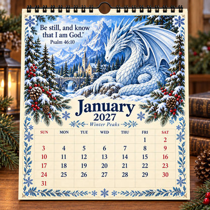 🔥LAST DAY 49% OFF - 🐉📖2027 Dragon Seasons of Faith Calendar – 12 Fantasy Dragons, Scripture & Seasonal Christian Art