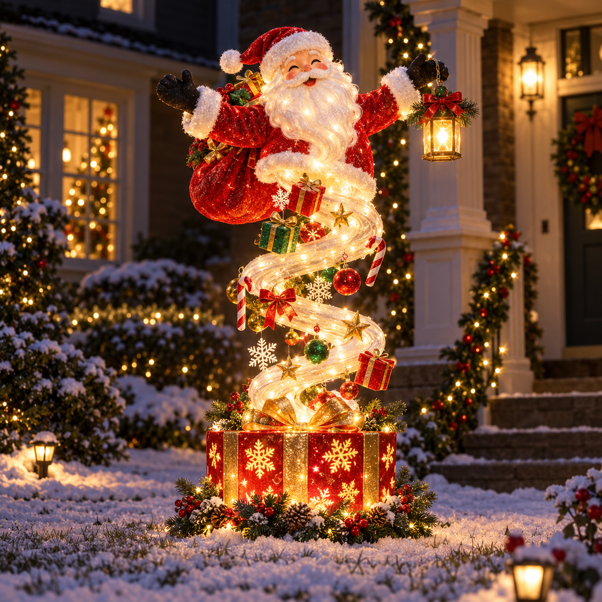 Santa Magical Gift Light outdoor night scene