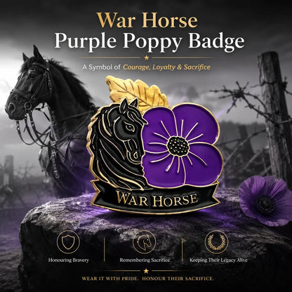 War Horse Purple Poppy 111th Anniversary Remembrance Brooch