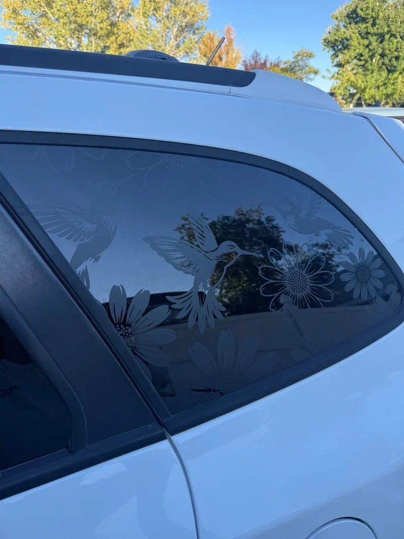 🐦Hummingbirds and Sunflowers Full Coverage Car Window Decal🌻