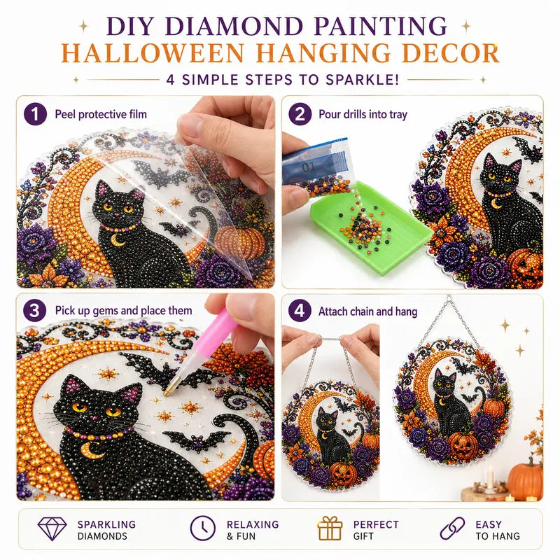 Halloween diamond painting DIY steps