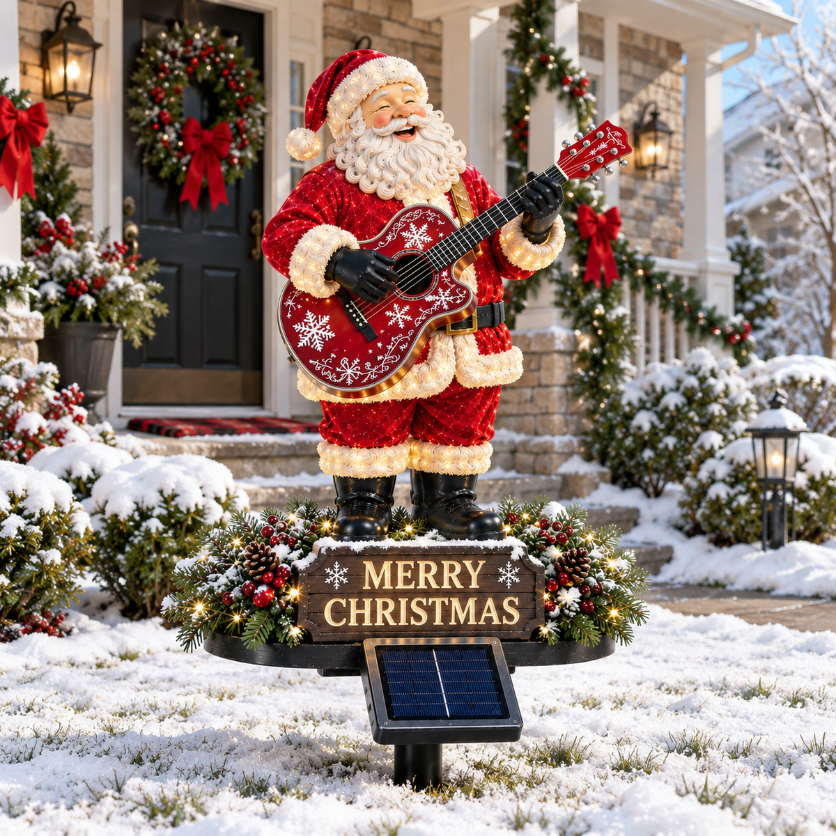 🔥49% Off Last Day Solar-Powered Light-Up Guitar Santa Christmas Yard Decoration