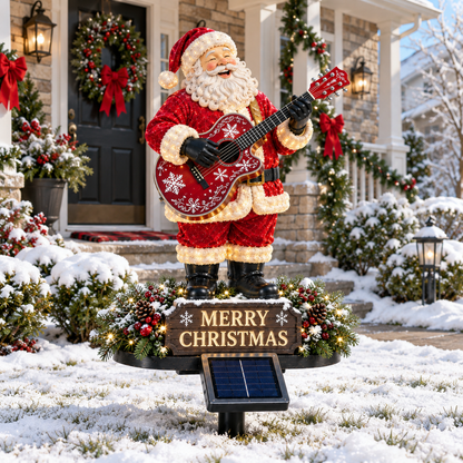 🔥49% Off Last Day Solar-Powered Light-Up Guitar Santa Christmas Yard Decoration