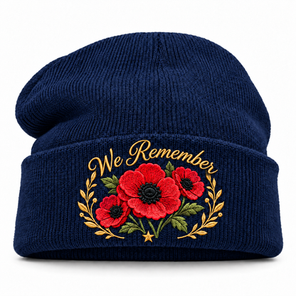 'Lest We Forget' Poppy Embroidered Beanie