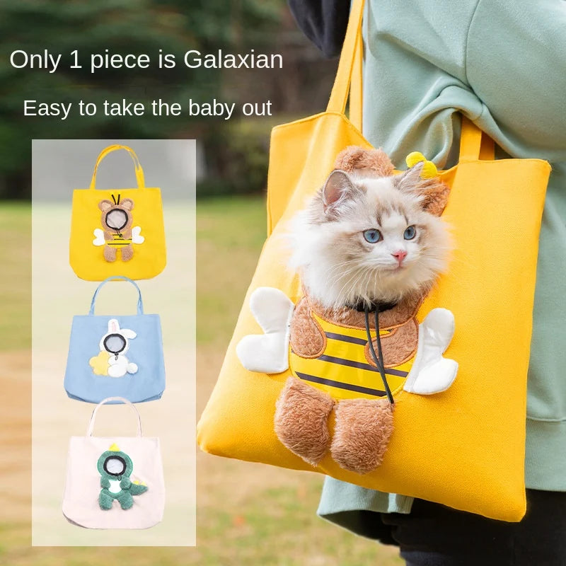 Pet Carrier Sling Bag – Breathable Canvas Shoulder Bag for Small Dogs & Cats