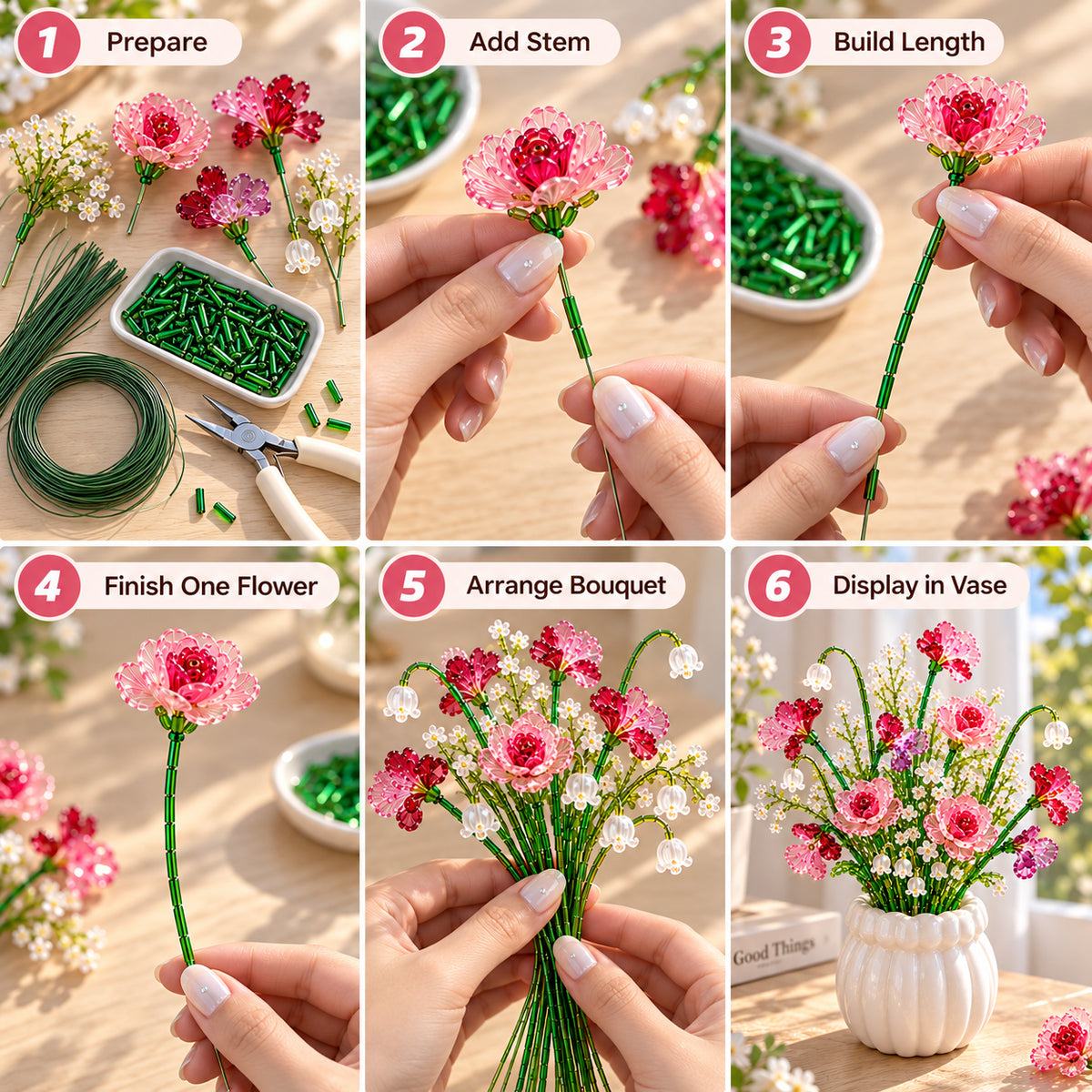 🌸 DIY Beaded Flower Bouquet Kit | Create Your Own Forever Blooming Crystal Flowers