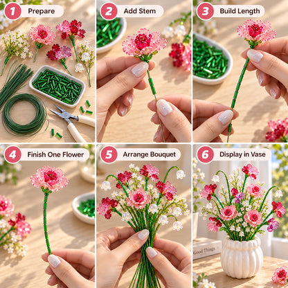 🌸 DIY Beaded Flower Bouquet Kit | Create Your Own Forever Blooming Crystal Flowers