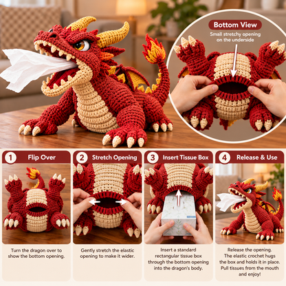 🔥Last Day 50% OFF- 🐉 DIY Crochet Tissue Box Kit | Funny Fantasy Home Decor 🧶