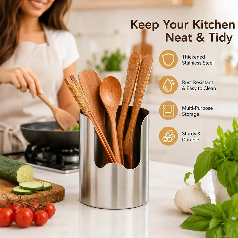 🍳 Stainless Steel Utensil & Lid Organizer