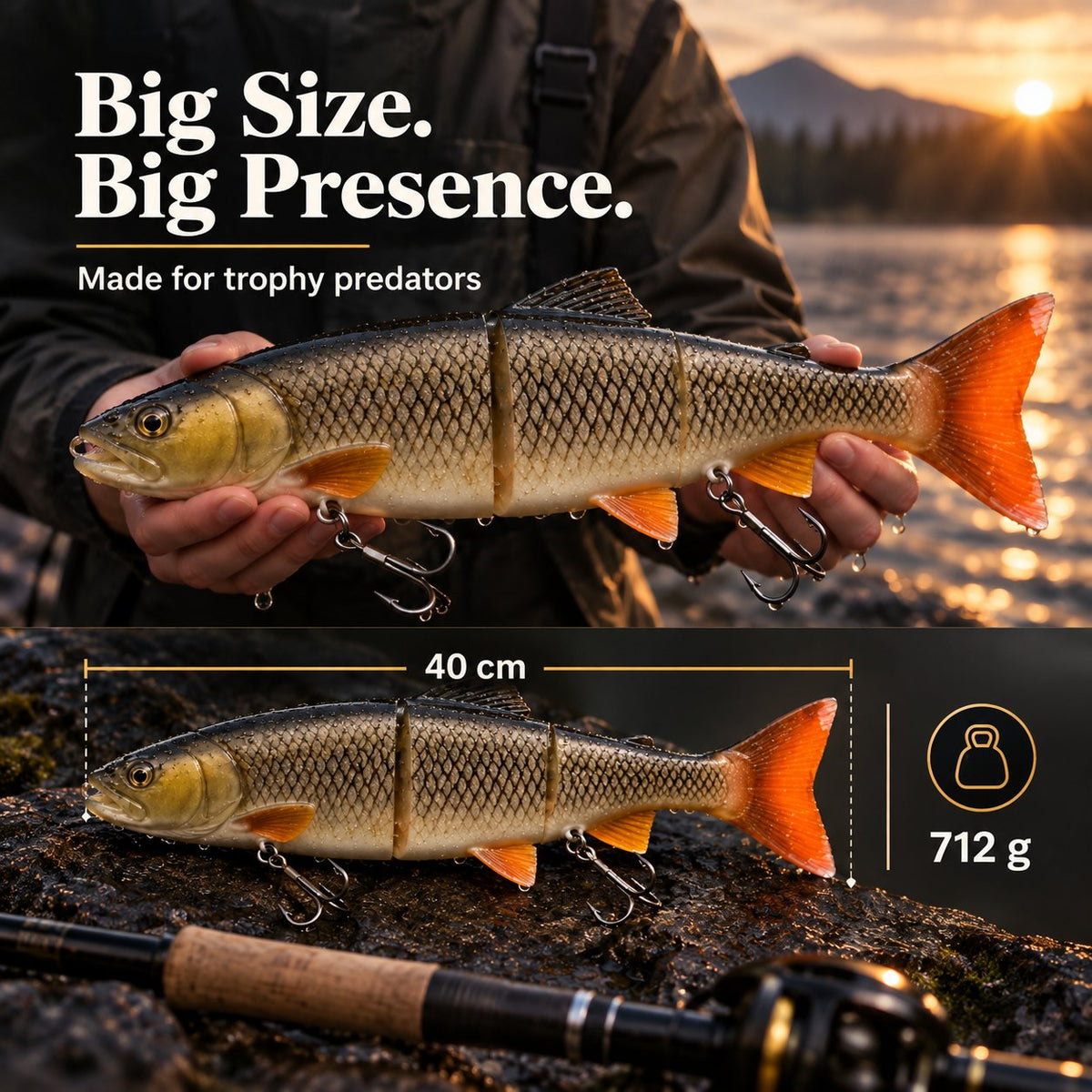 Leviathan Trout 40cm 712g giant swimbait size