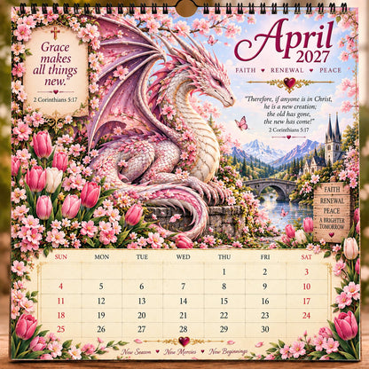 🔥LAST DAY 49% OFF - 🐉📖2027 Dragon Seasons of Faith Calendar – 12 Fantasy Dragons, Scripture & Seasonal Christian Art