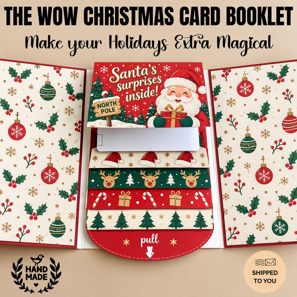 Santa Waterfall Christmas Gift Card Booklet