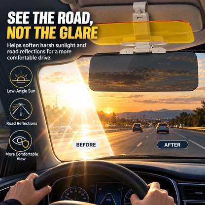 🔥Last Day 50% OFF- ☀️ 2-in-1 Day & Night Anti-Glare Car Visor Extender – Adjustable Dual-Lens Driving Shield