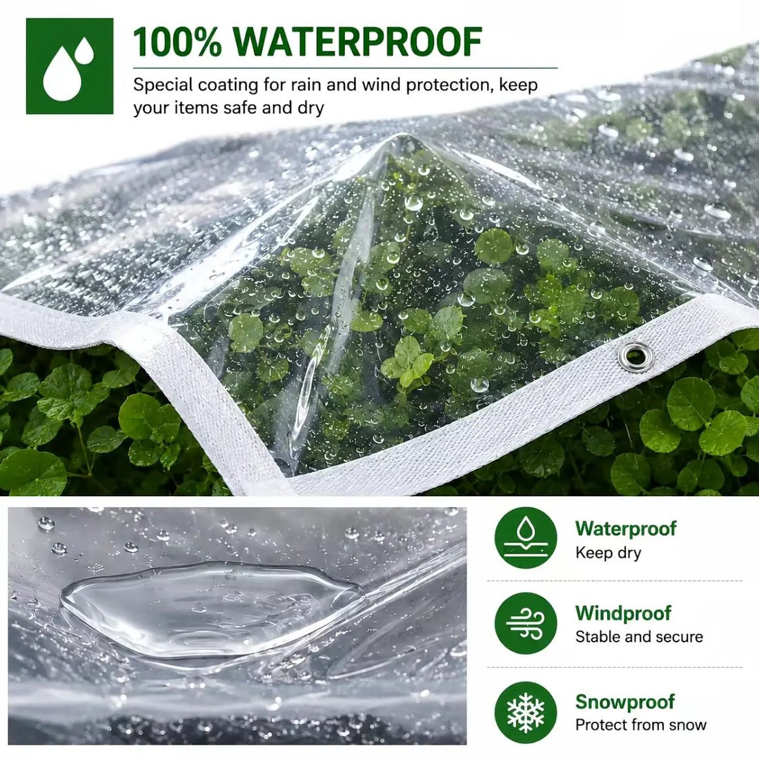 Clear PE tarp for plant and garden protection