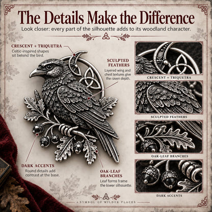 🐦‍⬛ Gothic Celtic Raven Brooch – Dark Academia Statement Pin