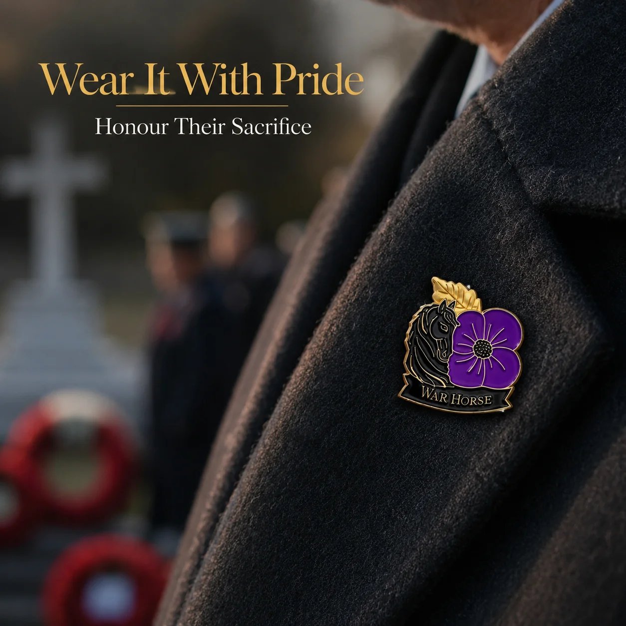 War Horse Purple Poppy 111th Anniversary Remembrance Brooch