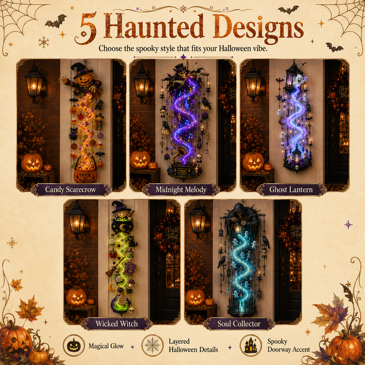 🎃✨ Haunted Glow Cascade Door Hanger Collection 👻🕯️