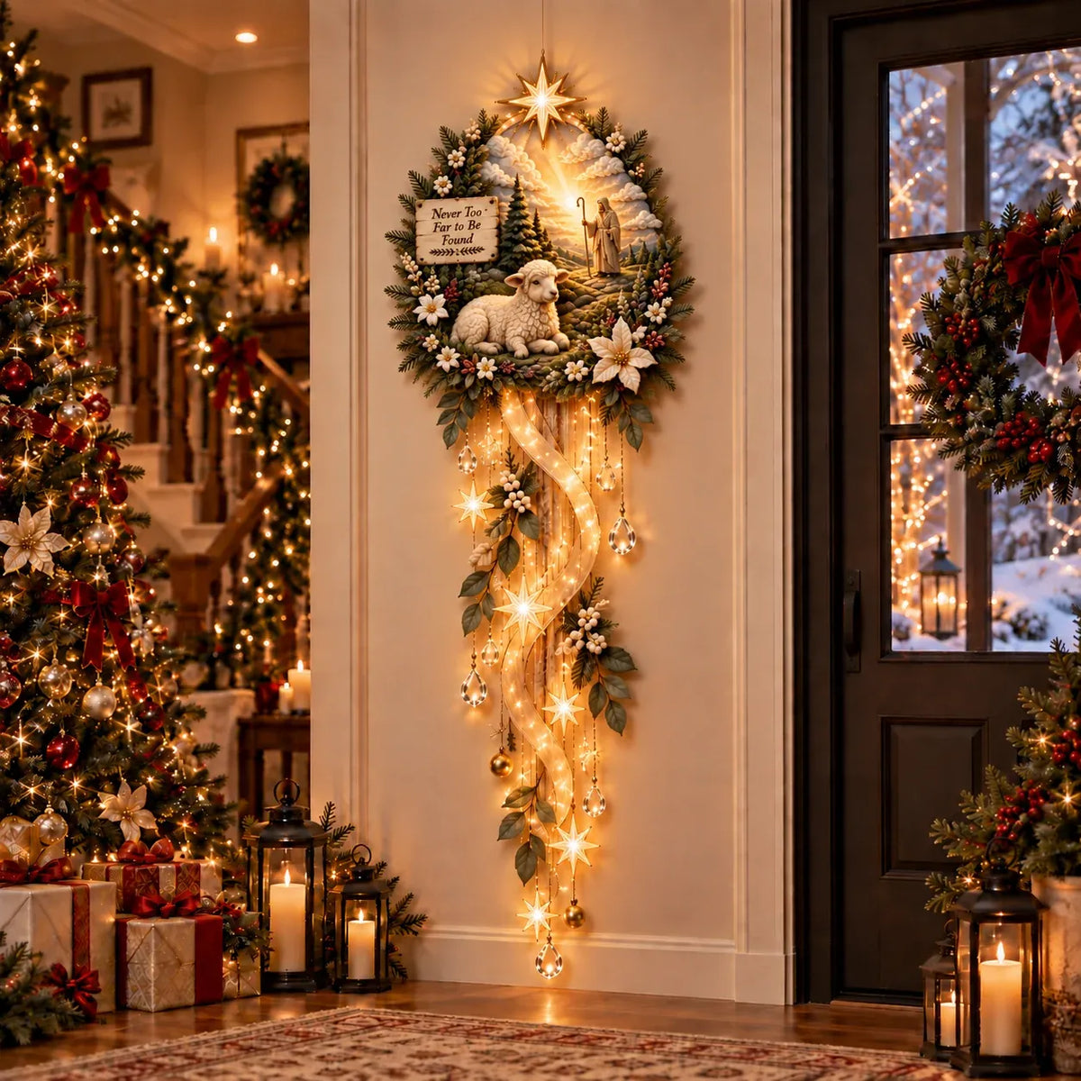 ⏳Buy 2 Get 20% OFF – ✝️ Nativity Starfall Wall Light | Warm Golden Bethlehem Glow for Christmas Walls & Faith-Filled Homes ⭐
