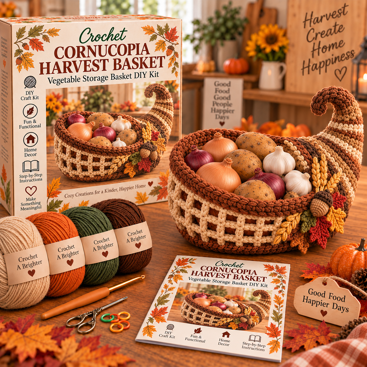 Harvest Horn Harvest Basket Crochet DIY Kit