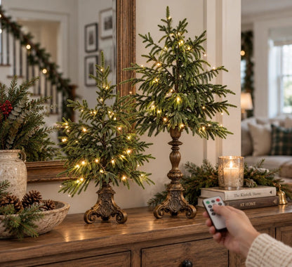 🌲✨ Vintage Norfolk Pine Christmas Tree – Cozy Holiday Tabletop Decor