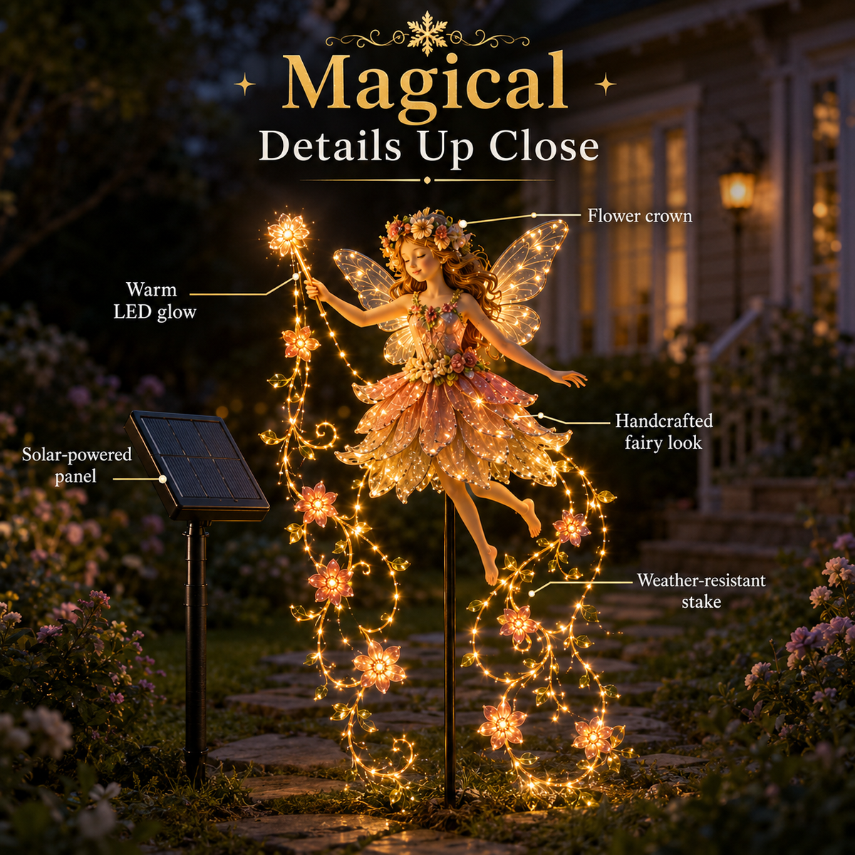 Enchanted Flower Fairy light closeup