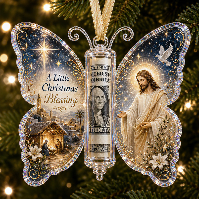 Jesus Christmas Cash Gift Butterfly Ornament