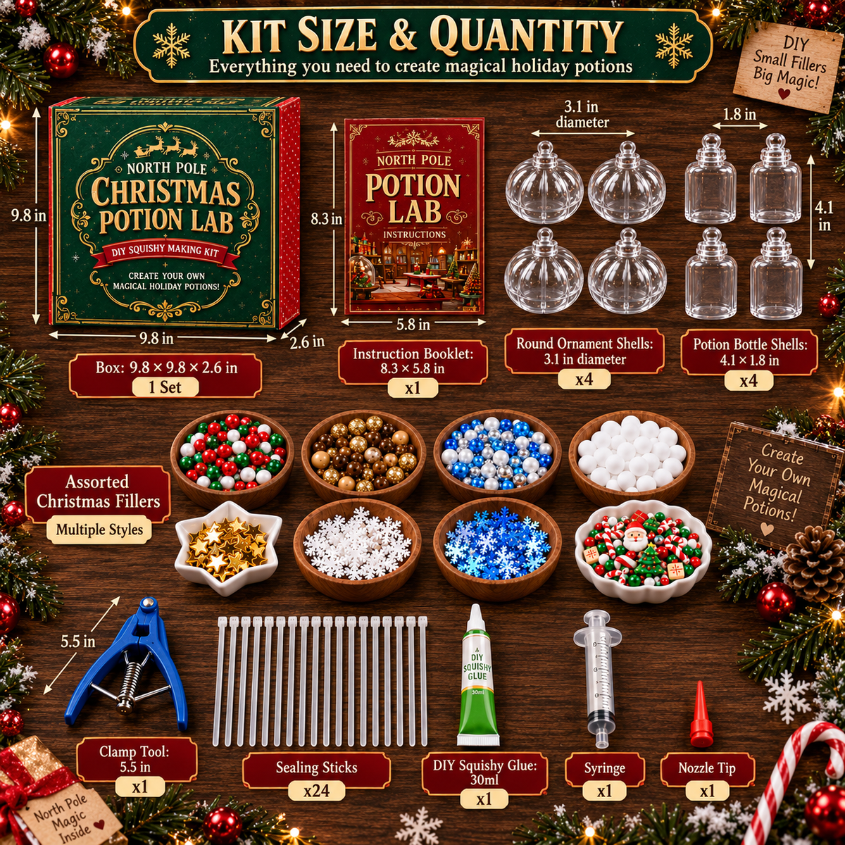 🎄 North Pole Christmas Potion Lab – 8-Piece DIY Squishy Making Kit