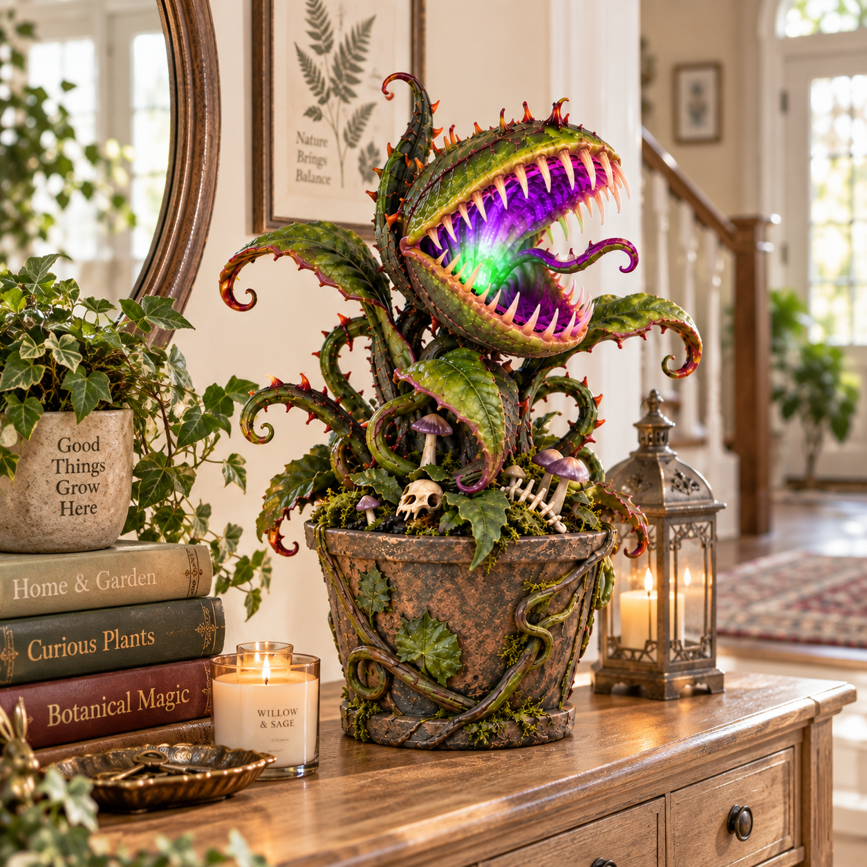 ⏰Limited Stock 50% OFF: Enchanted Carnivorous Plant Lamp 🌿✨ Fantasy Glowing Resin Decor