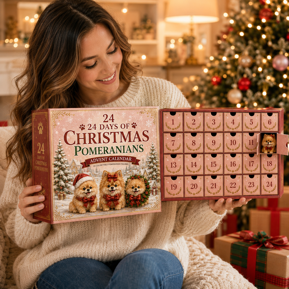 ⏰Limited Stock 50% OFF - 24 Days of Christmas Pomeranians Advent Calendar | 24 Unique Figures