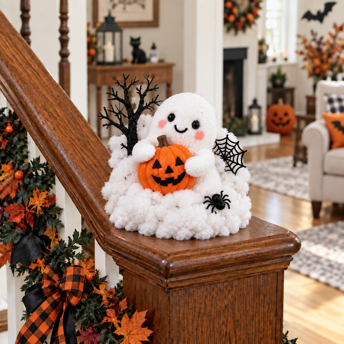 Cute ghost Halloween staircase decor
