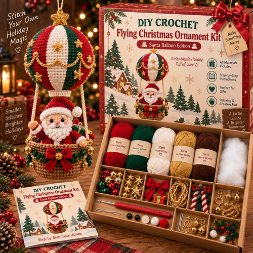 🎄✨ Christmas Skybound™ DIY Crochet Ornament Kit 🧶🎅 12 Flying Holiday Characters