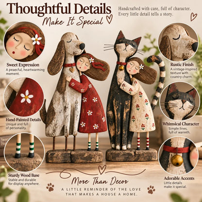 Girl & Her Best Friend Folk Art Figurine