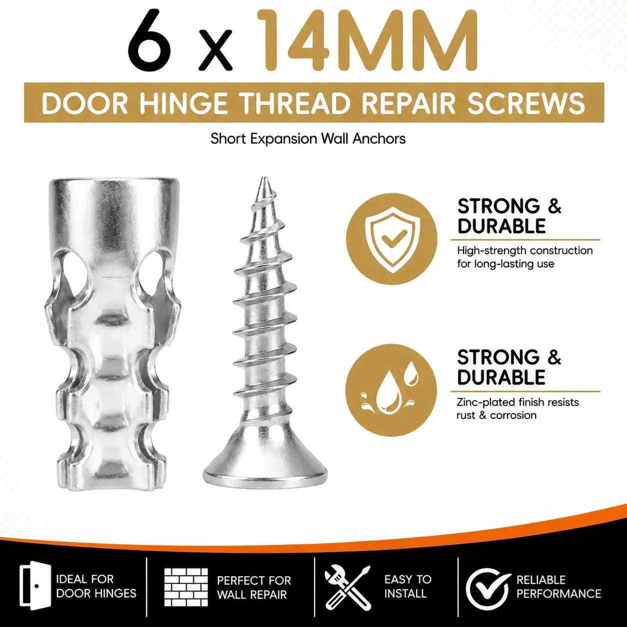 6×14mm Door Hinge Thread Repair Screws Kit