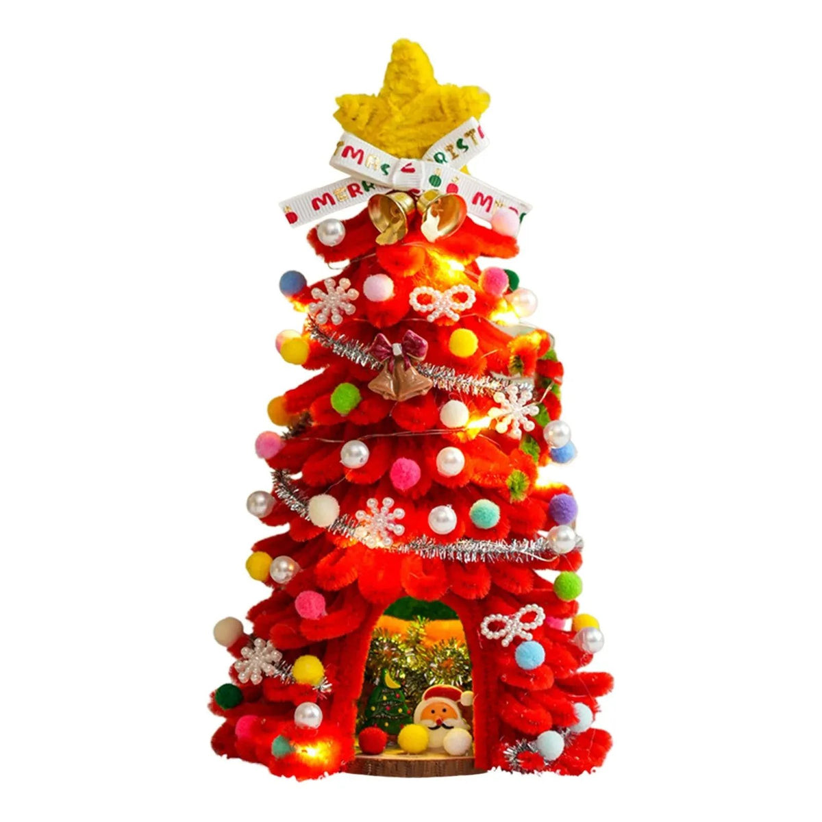 🎄✨DIY Pipe-Cleaner Christmas Tree House Kit with Lights