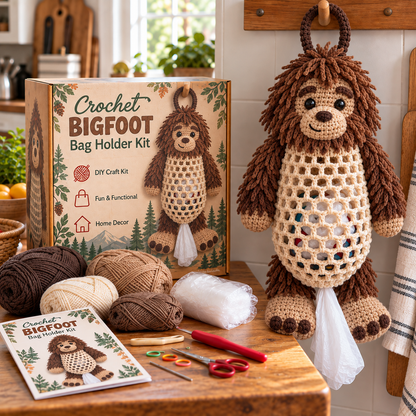 🔥Crochet Animal Bag Holder DIY Kit – Cute & Functional Hanging Storage Craft Kit🎁