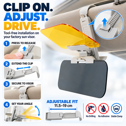 🔥Last Day 50% OFF- ☀️ 2-in-1 Day & Night Anti-Glare Car Visor Extender – Adjustable Dual-Lens Driving Shield