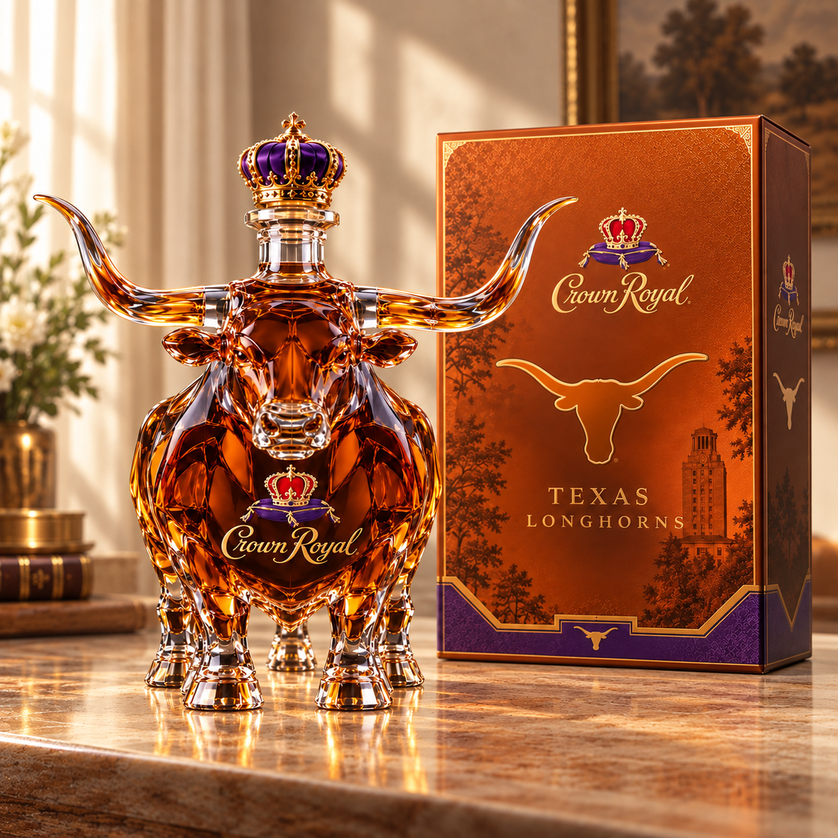 🐂 Longhorn Bull Whiskey Bottle | Western Bar Decor & Unique Gift