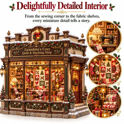 🧵 Grandma’s Cozy Quilt Shop DIY Kit 🎄 | Light-Up Christmas Miniature | Build Your Own Holiday Tradition
