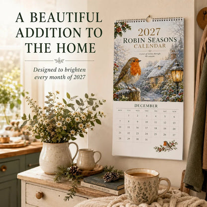 2027 Robin Seasons Calendar – Countryside Garden Bird Wall Calendar & Gift for Bird Lovers
