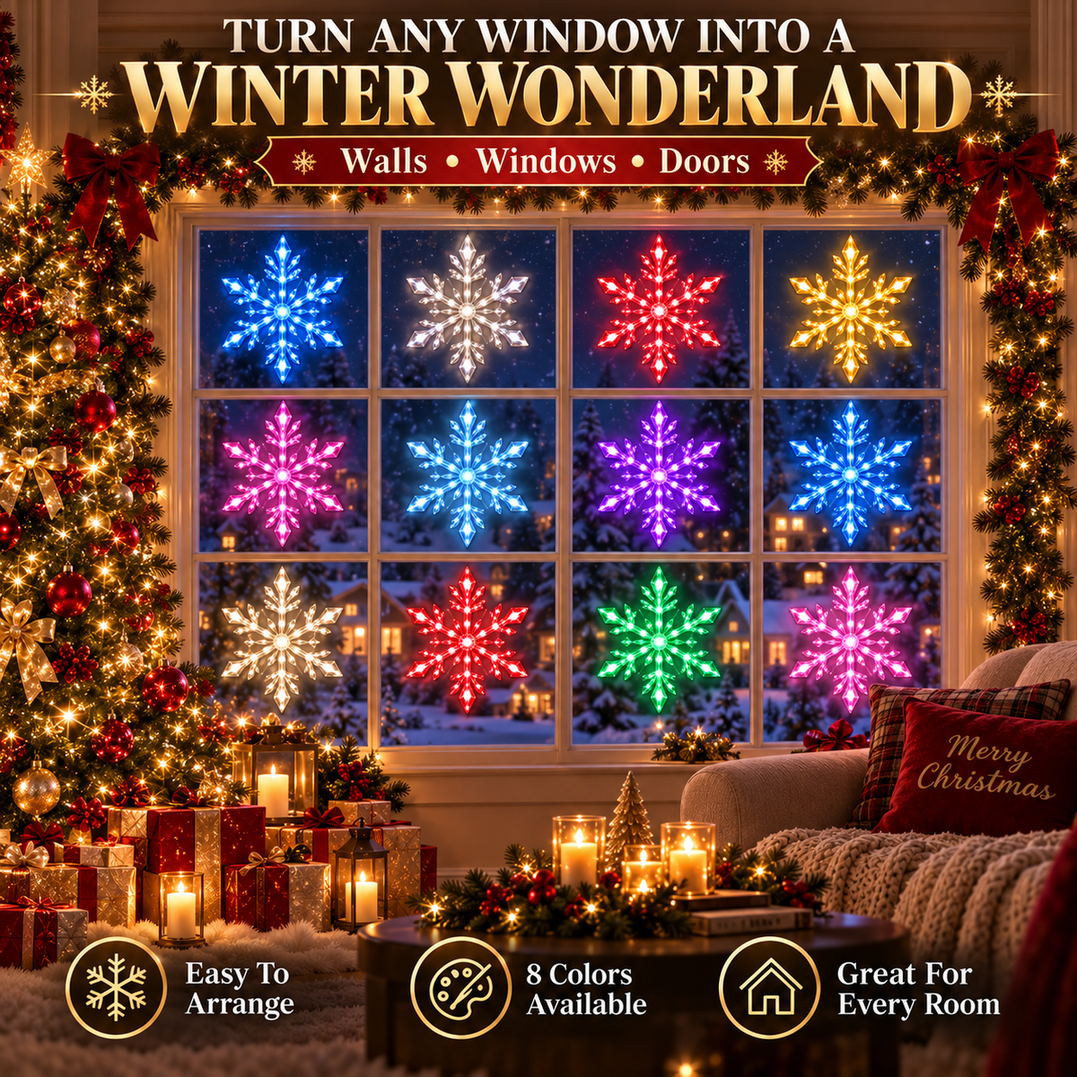 ❄️ Christmas Sale 49% OFF❄️ LED Snowflake Wall Light Set – Remote-Controlled Christmas Winter Decor