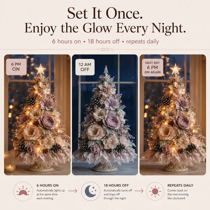 🌸 Blush Bloom™ Pre-Lit Floral Tabletop Christmas Tree