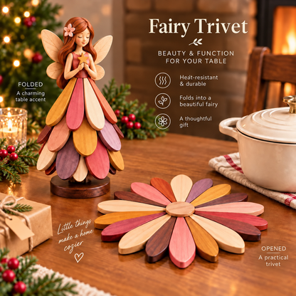 🧚 Fairy Bloom Trivet – Foldable Fairy Decor & Heat-Resistant Table Protector🎁