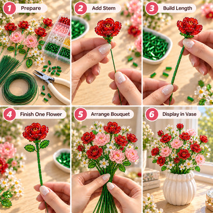 🌸 DIY Beaded Flower Bouquet Kit | Create Your Own Forever Blooming Crystal Flowers