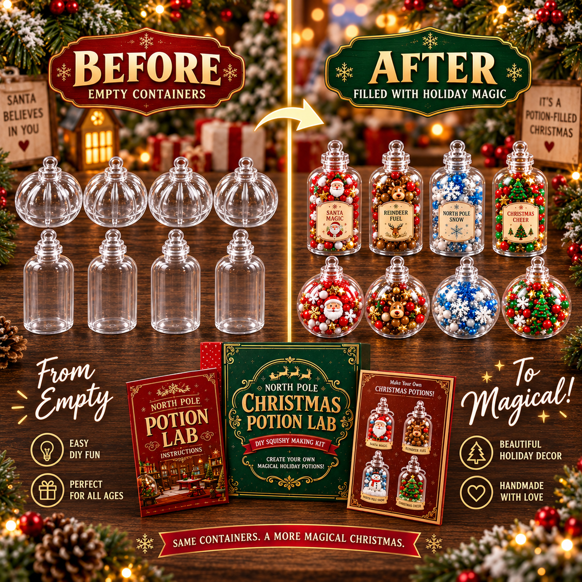 Christmas Potion Lab before and after transformation