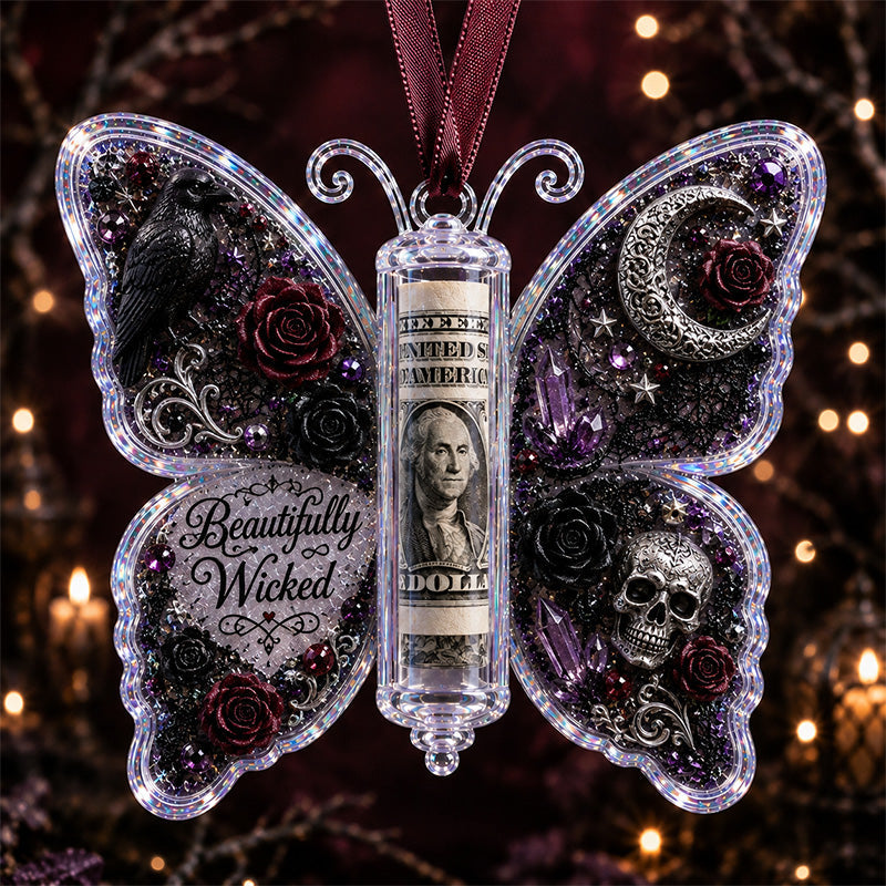 Gothic Rose Halloween Butterfly Cash Holder Ornament